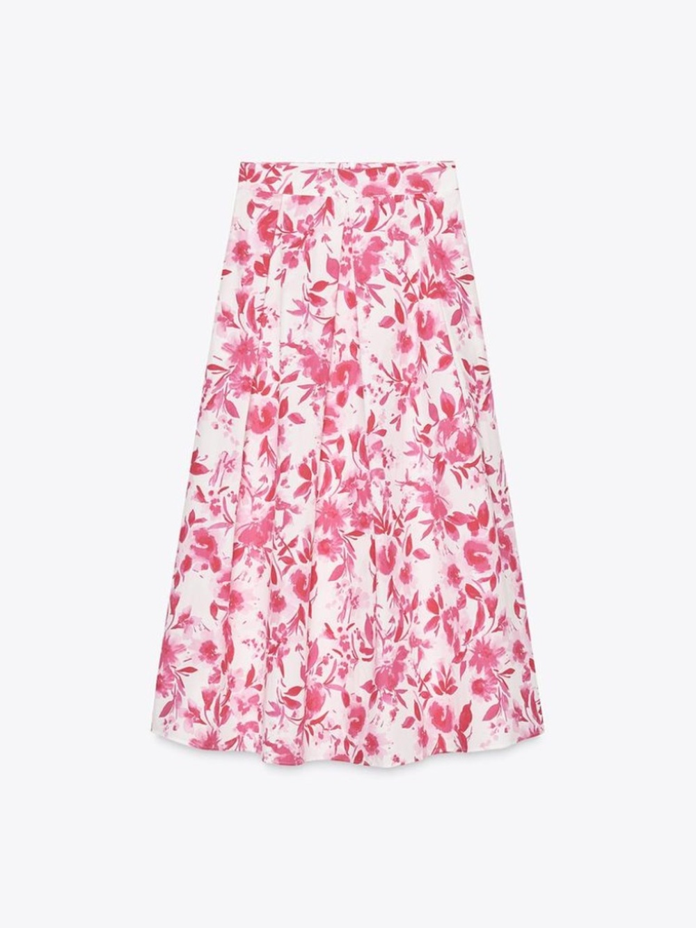 ZARA MIDI POPLIN A-LINE SKIRT